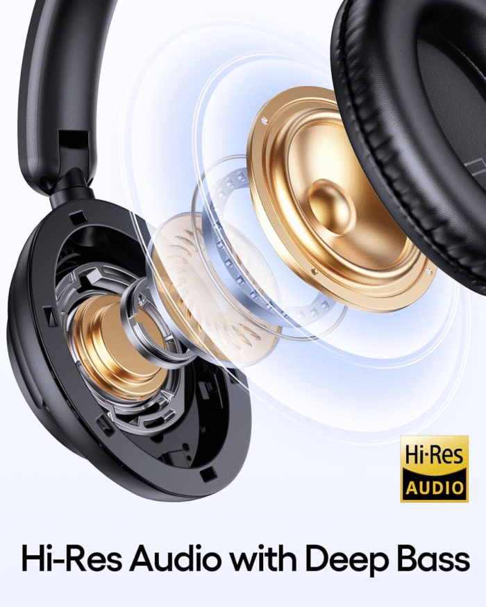TAGRY H08 Wireless Headphones – 100H Playtime, Fast Charging, Over-Ear Comfort – Black - Image 4