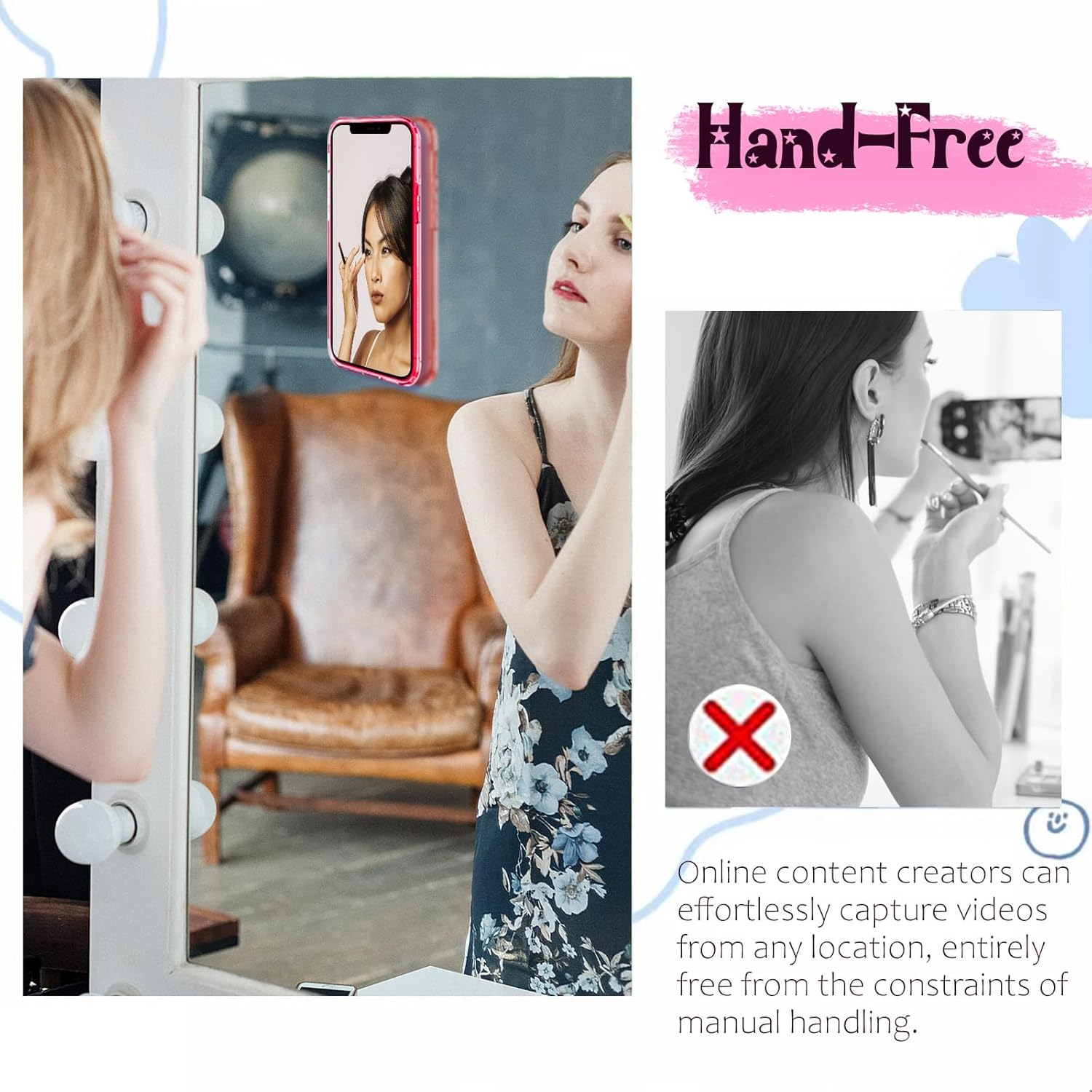 Anteel Silicone Suction Phone Case Mount – Hands-Free Adhesive Holder (Light Pink) - Image 5