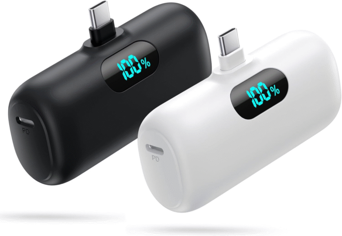 [2-Pack] Mini 5000mAh USB-C Power Bank with LCD
