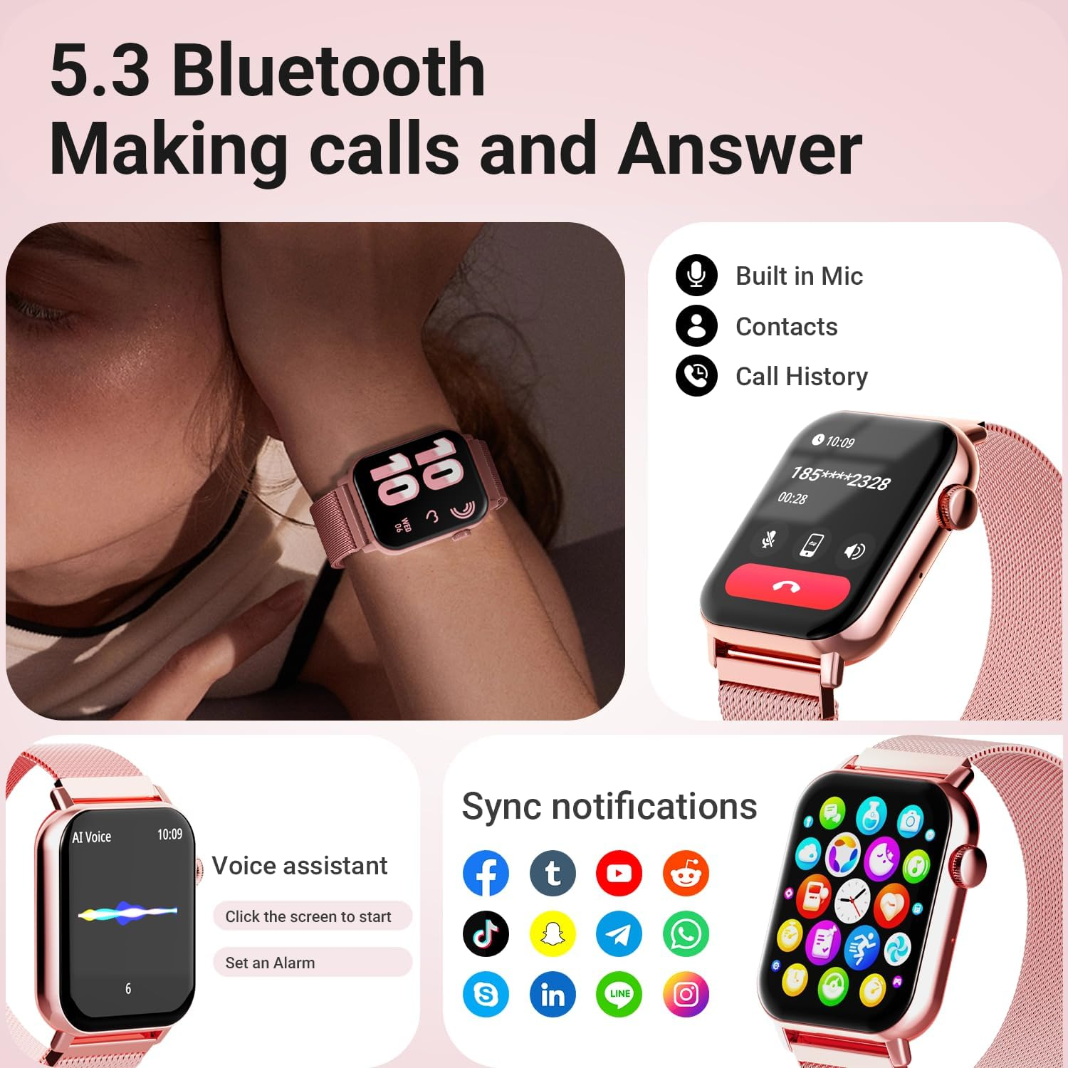 Smart Watch for Women | 1.83" HD Display Fitness Tracker | Bluetooth Calling | 120+ Sports Modes - Image 2