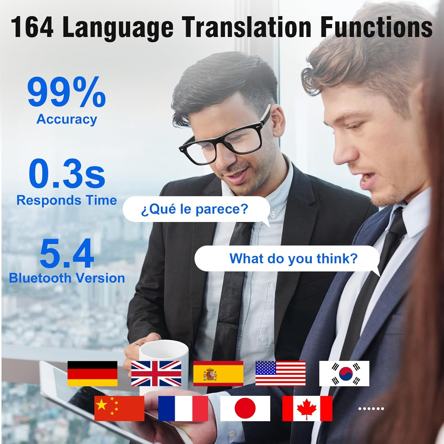 AI Translation Smart Glasses with ChatGPT, 164 Languages, Music & Calls - Image 2