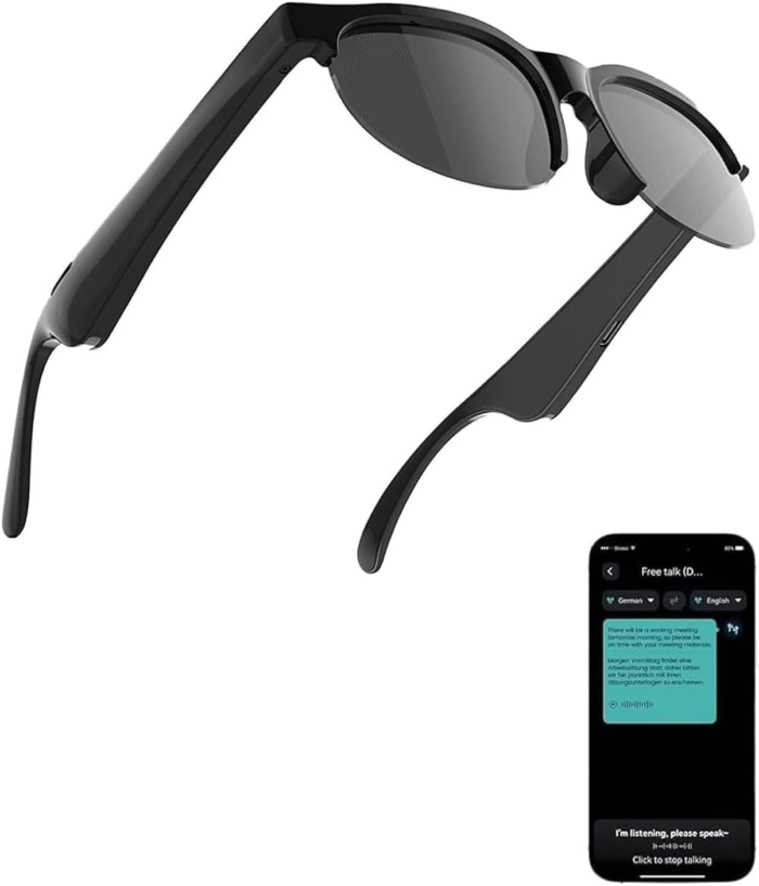 AI Smart Translator Glasses Bluetooth 5.0 Audio & Voice Assistant | 110+ Language Translation