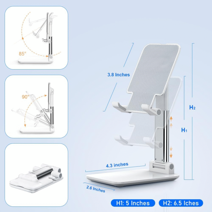 Adjustable Foldable Phone Stand – Height & Angle Adjustable Desk Holder. - Image 6