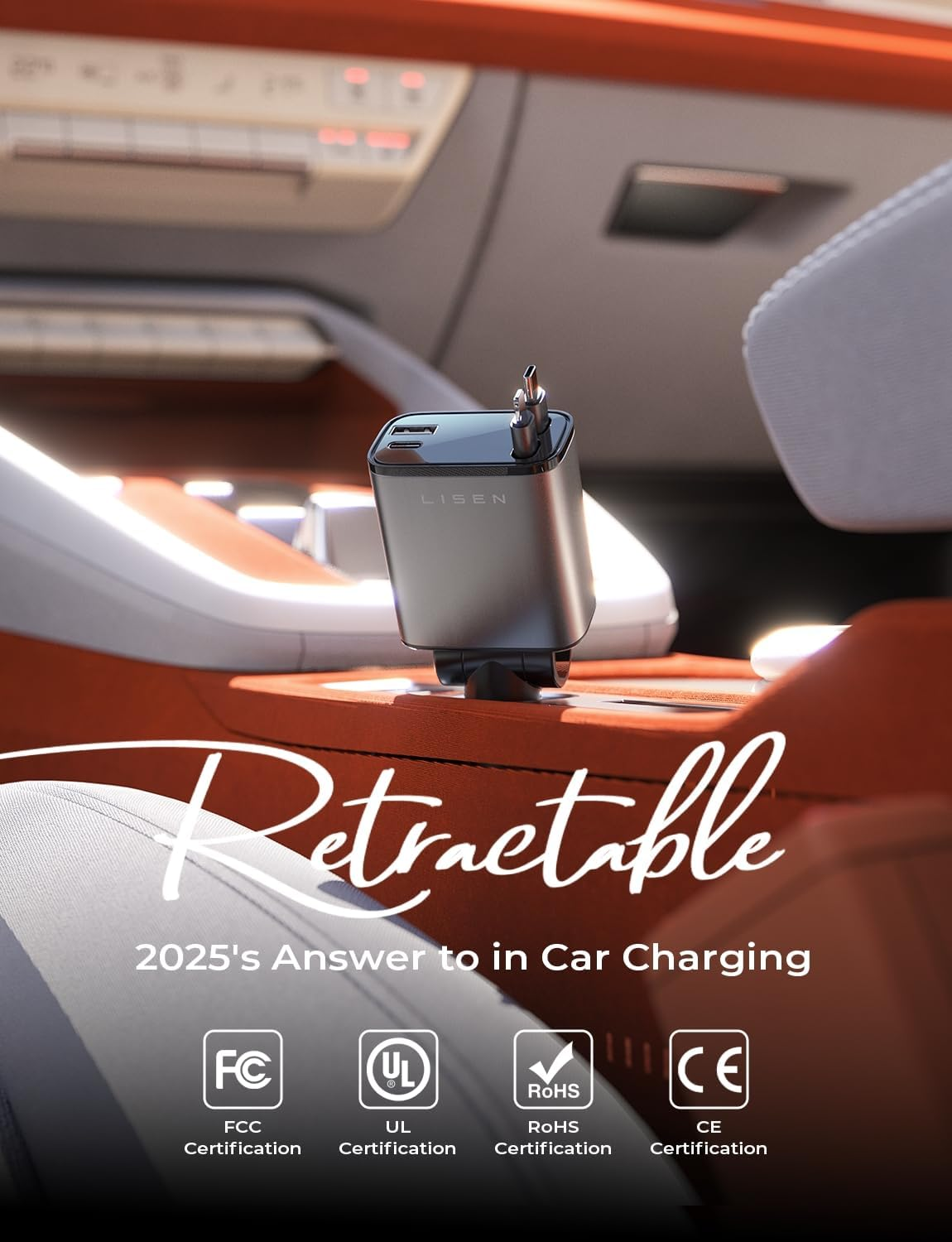 69W 4-in-1 Retractable USB-C Car Charger – Fast Charging for iPhone & Android - Image 2