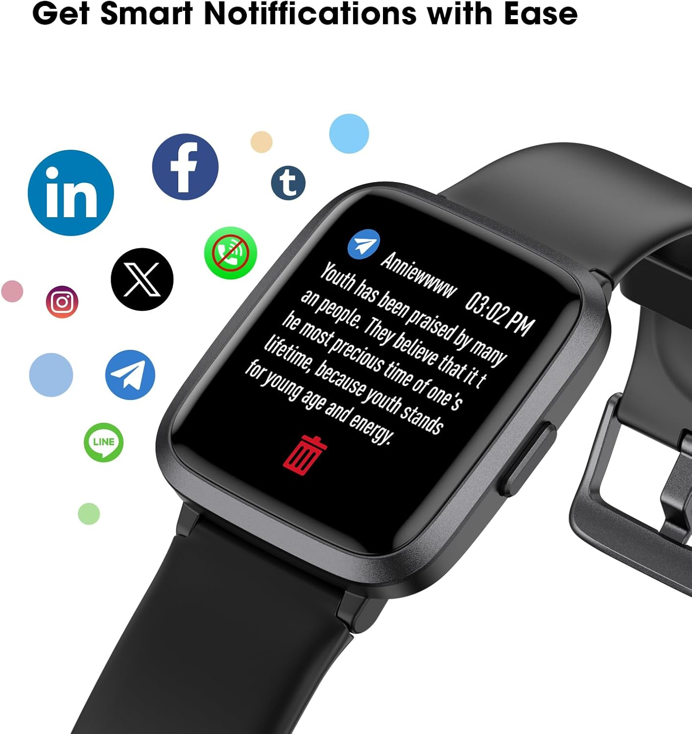 Smart Fitness Tracker Watch 5ATM Waterproof Heart Rate & Sleep Monitor with Pedometer - Image 5