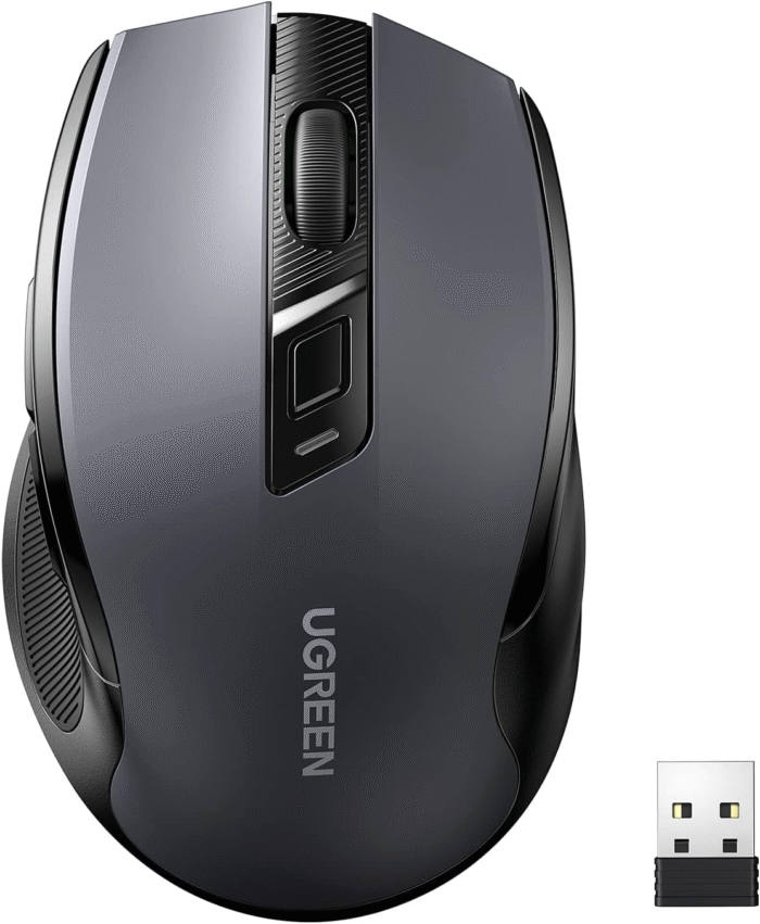 UGREEN 2.4G Wireless Mouse 4000 DPI 6-Button Ergonomic Silent Mouse Black