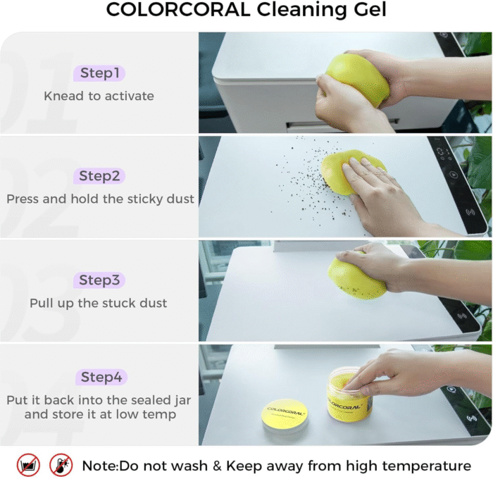 ColorCoral Cleaning Gel for Keyboard, PC, Car, Electronics – 160g, Lemon Scent - Image 8
