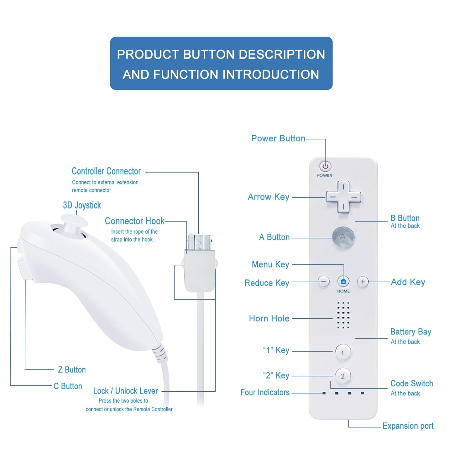 Wii Remote & Nunchuck Controller for Nintendo Wii/Wii U | Motion Sensing + Case - Image 5
