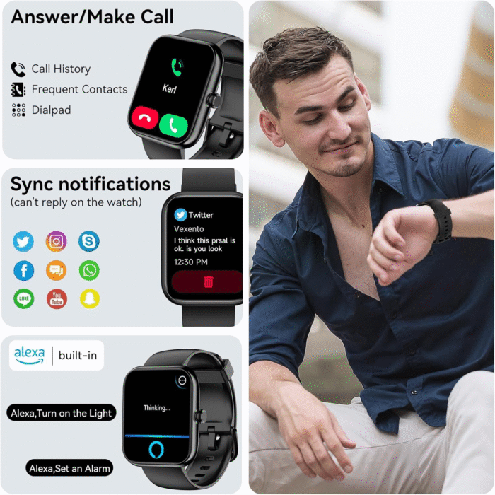 Smart Watch with Alexa & Bluetooth Calls | 1.83" HD Fitness Tracker for Men & Women | IP68 Waterproof - Image 2
