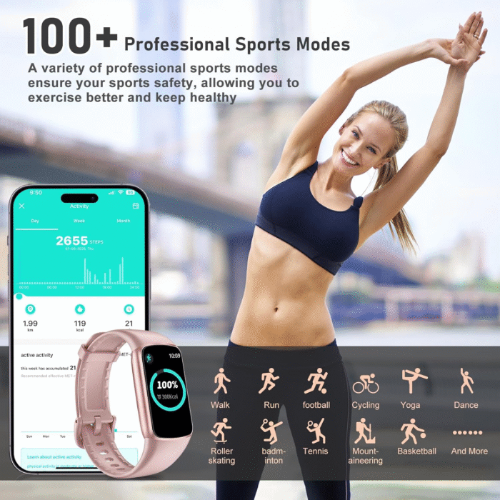 Smart Fitness Tracker Watch 1.47" Touchscreen IP68 Waterproof Heart Rate & Sleep Monitor - Image 2