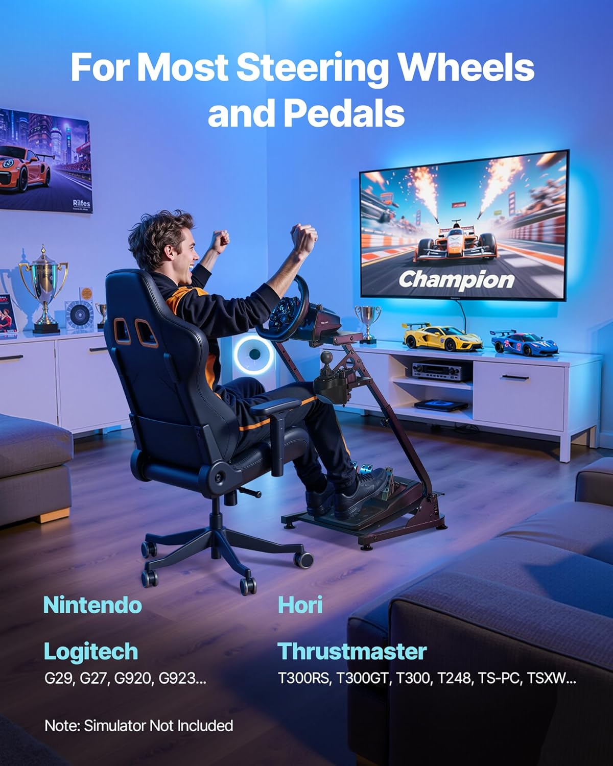 Racing Wheel Stand | Foldable Adjustable Simulator for Logitech & Thrustmaster - Image 2