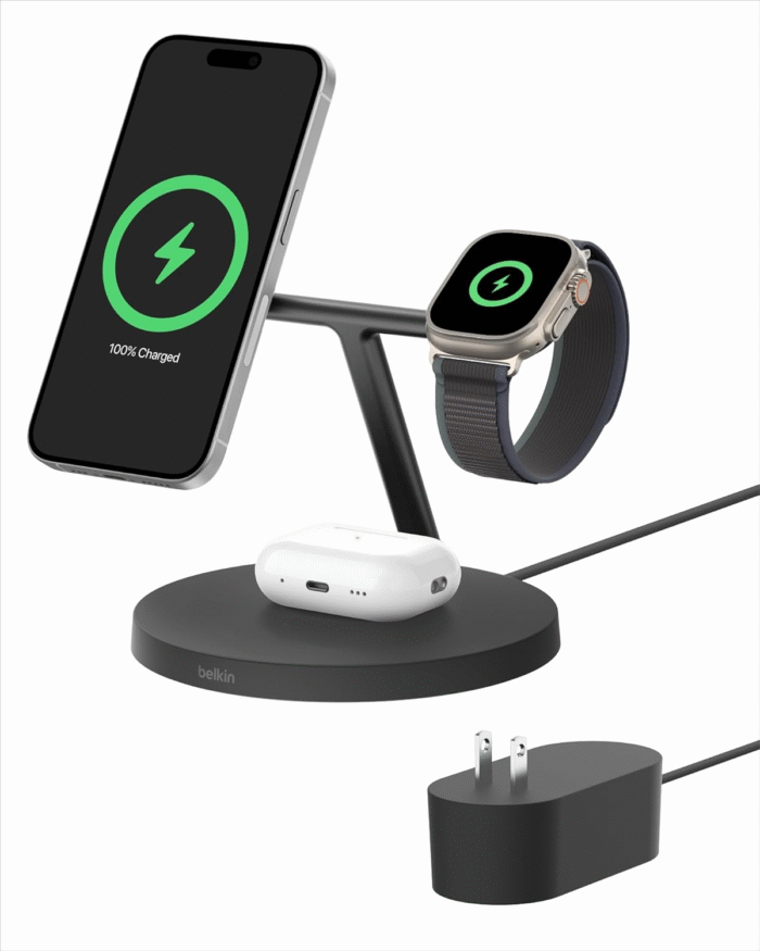 3-in-1 MagSafe Wireless Charger Station – iPhone, Apple Watch, AirPods, 15W Fast Charge