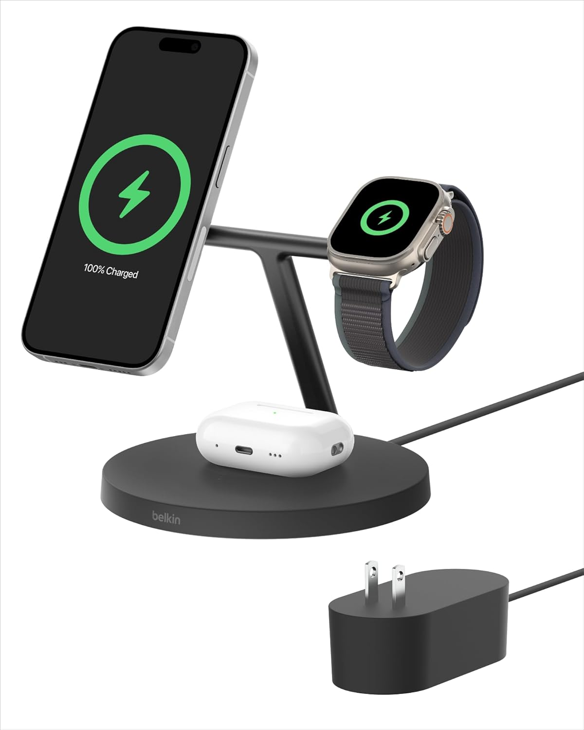 3-in-1 MagSafe Wireless Charger Station – iPhone, Apple Watch, AirPods, 15W Fast Charge