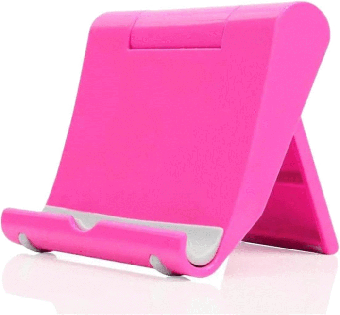 Foldable Cell Phone Stand for Desk – Adjustable Tablet & Phone Holder (Pink)