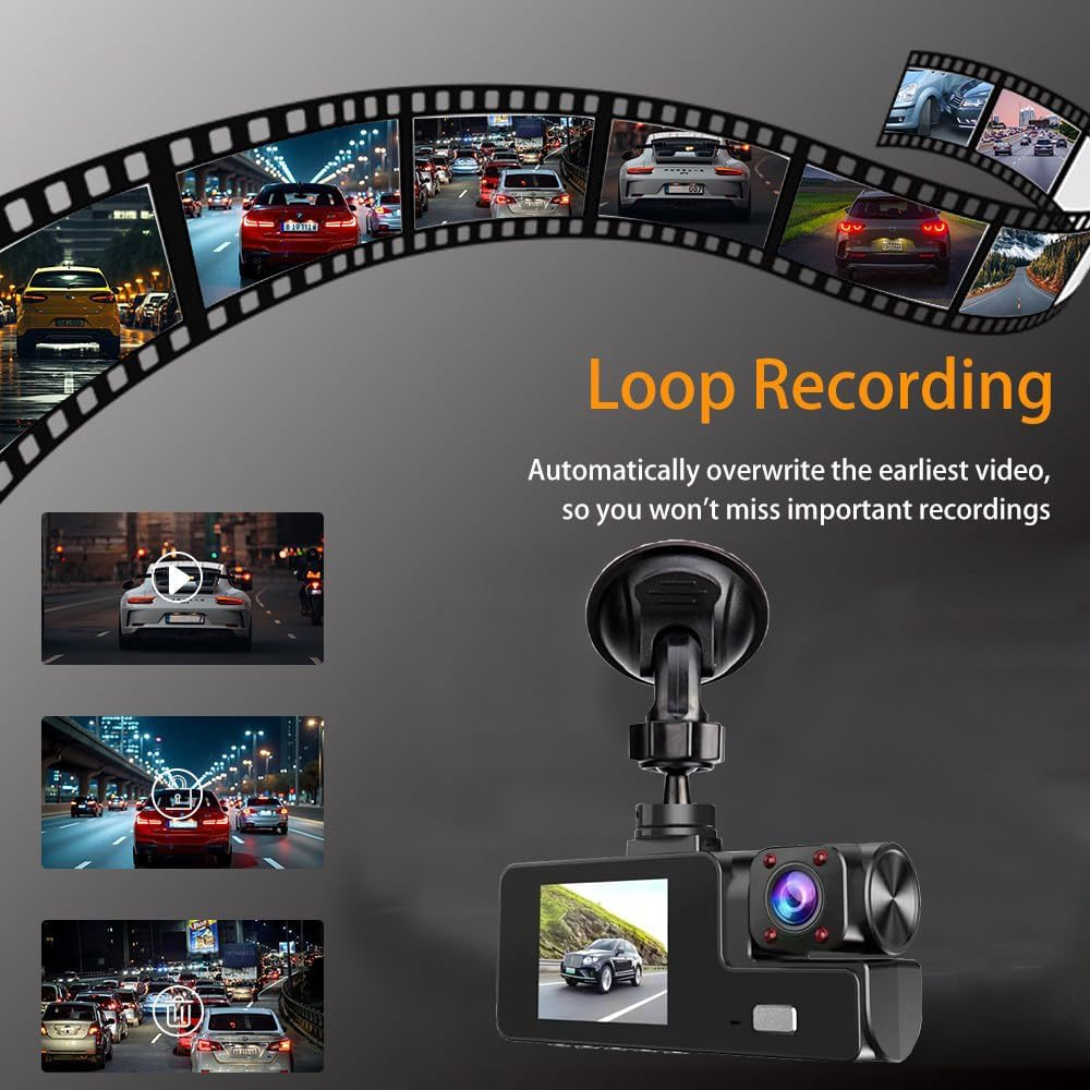 1080P Dual Dash Cam Front & Inside Car Camera 170° Night Vision G-Sensor - Image 5