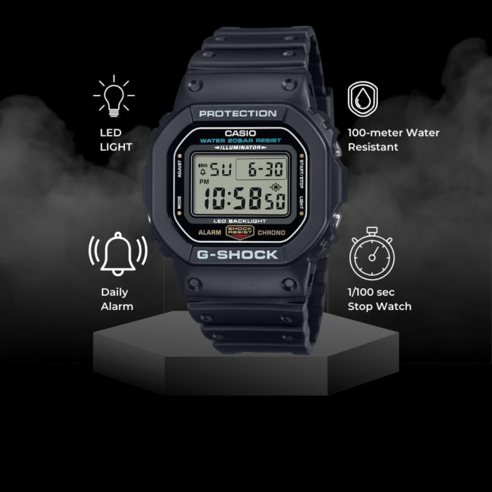 Casio G-Shock DW5600UE-1V Men’s Watch – Shock Resistant, 200M Water Resistant, Resin Band, Stopwatch, Alarm, Backlight - Image 2