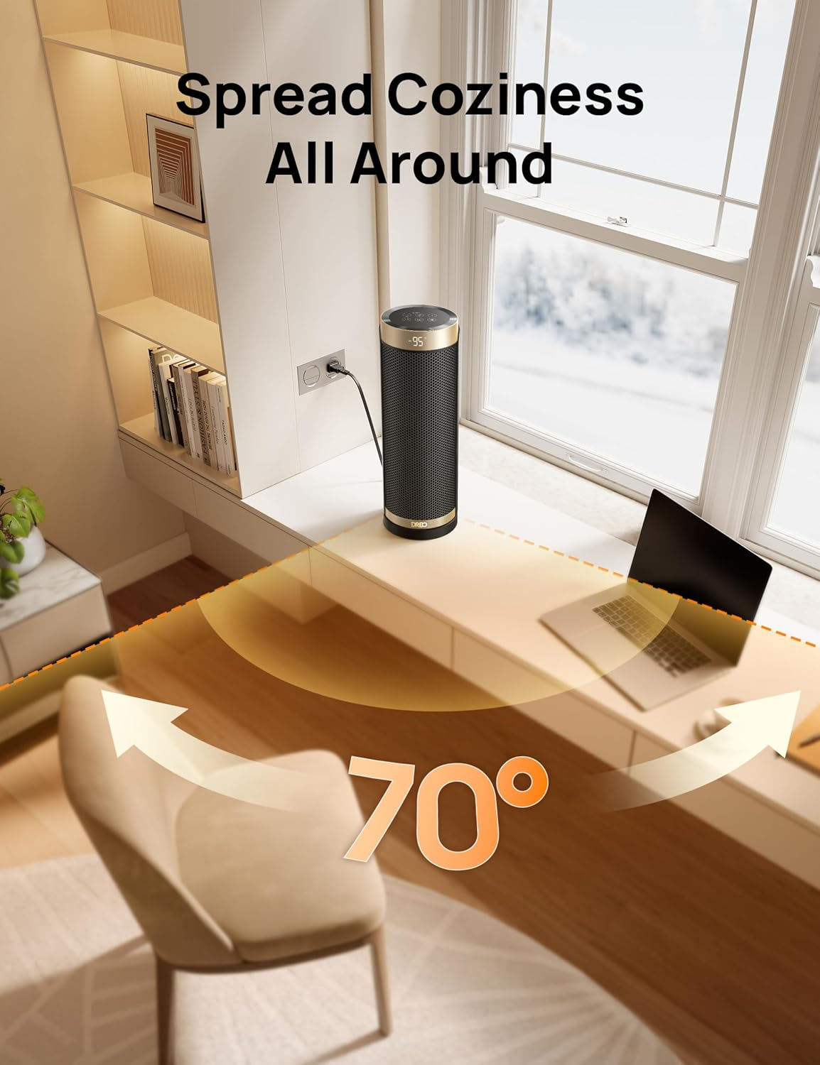 1500W Space Heater Indoor Electric Heater w/ Thermostat, Remote & Timer - Image 6