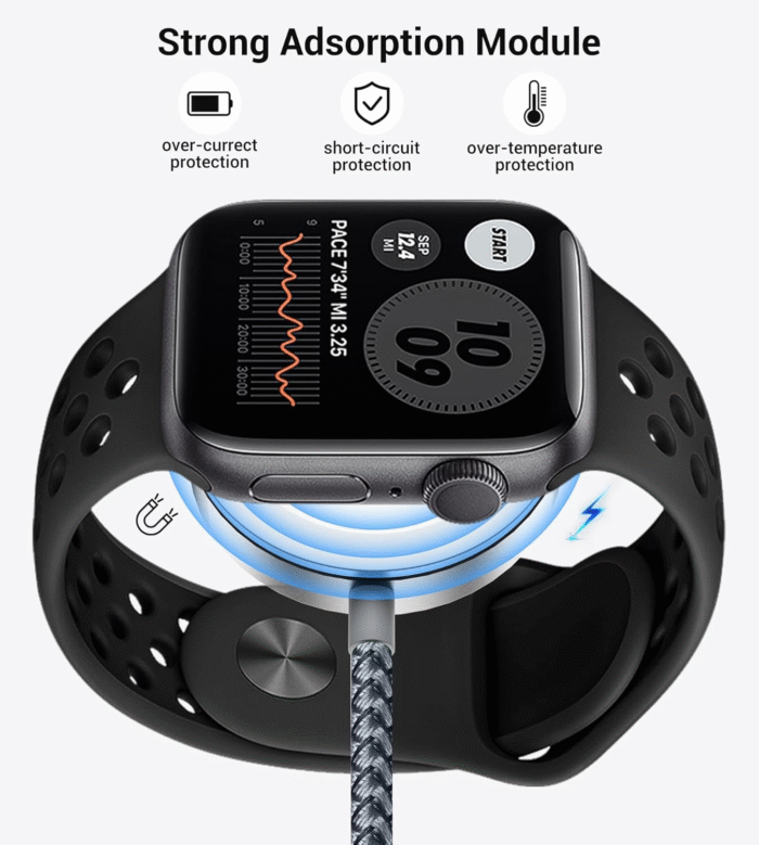 3-in-2 Multi Charging Cable – USB-C & Lightning for iPhone & Apple Watch, 4FT Travel & Camping Essential - Image 6