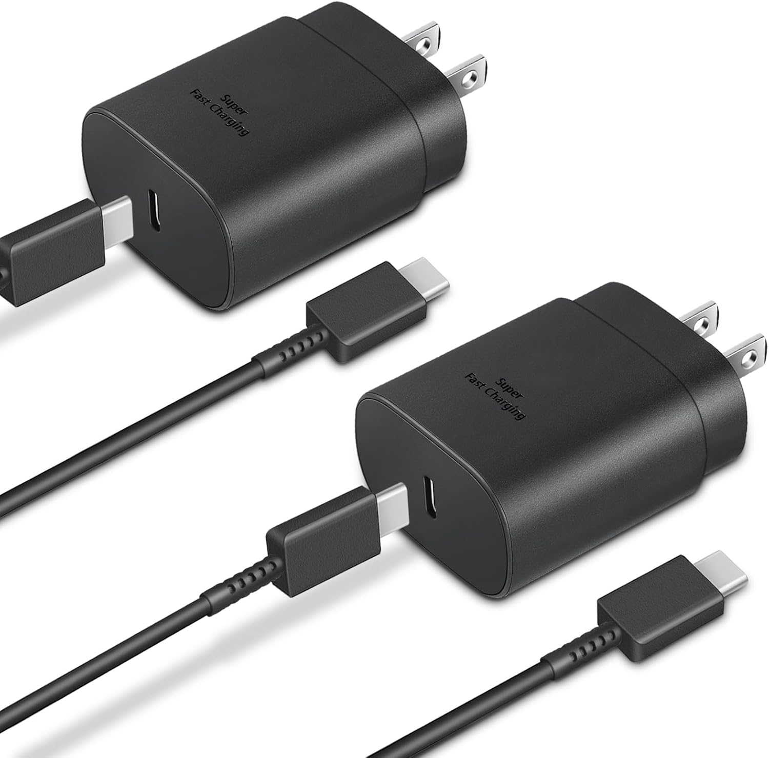 2-Pack 25W USB-C Fast Charger with 6FT Cable – Galaxy & iPhone