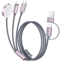 3-in-2 Multi Charging Cable – USB-C & Lightning for iPhone & Apple Watch, 4FT Travel & Camping Essential