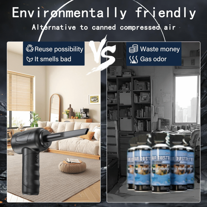 Cordless Electric Air Duster – 3-Speed USB Keyboard & PC Cleaner with LED Light - Image 5