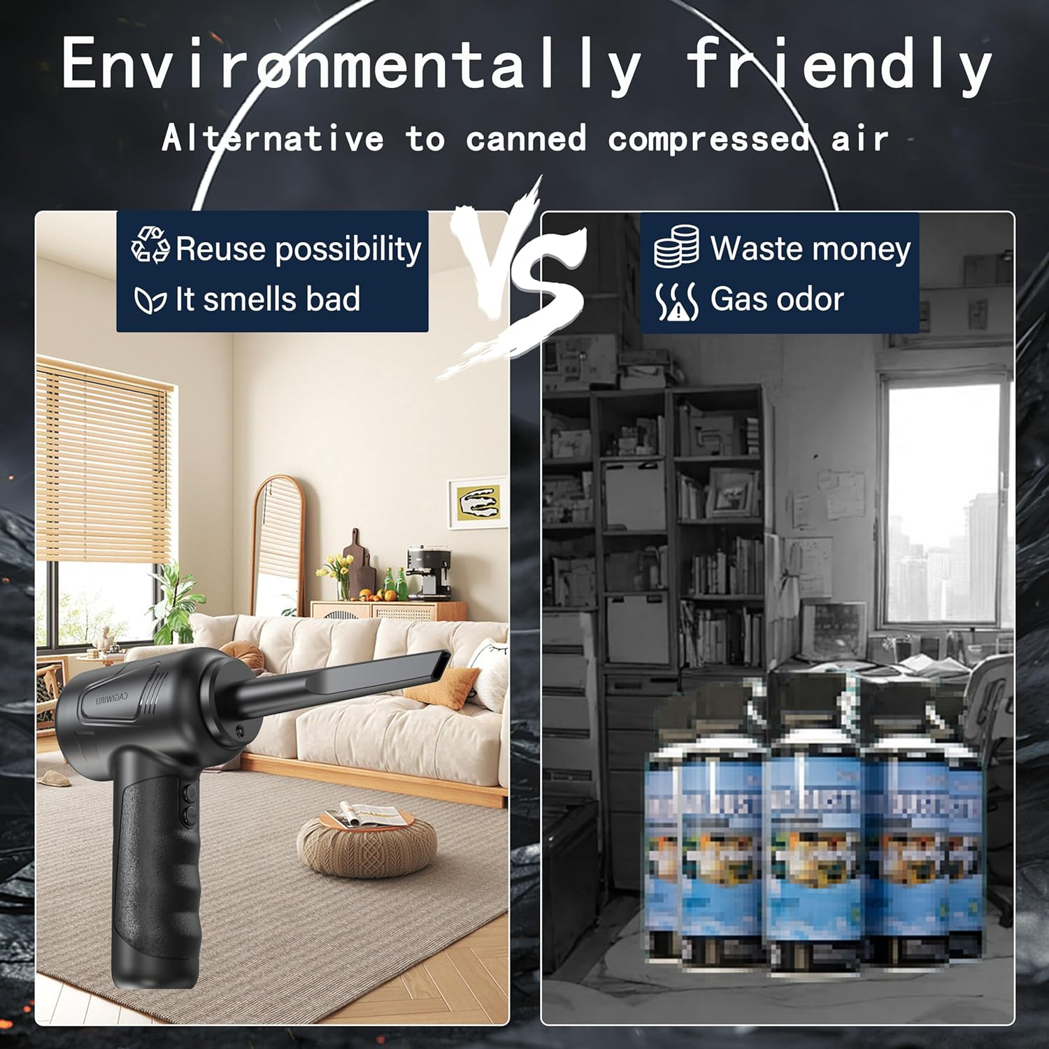 Cordless Electric Air Duster – 3-Speed USB Keyboard & PC Cleaner with LED Light - Image 5