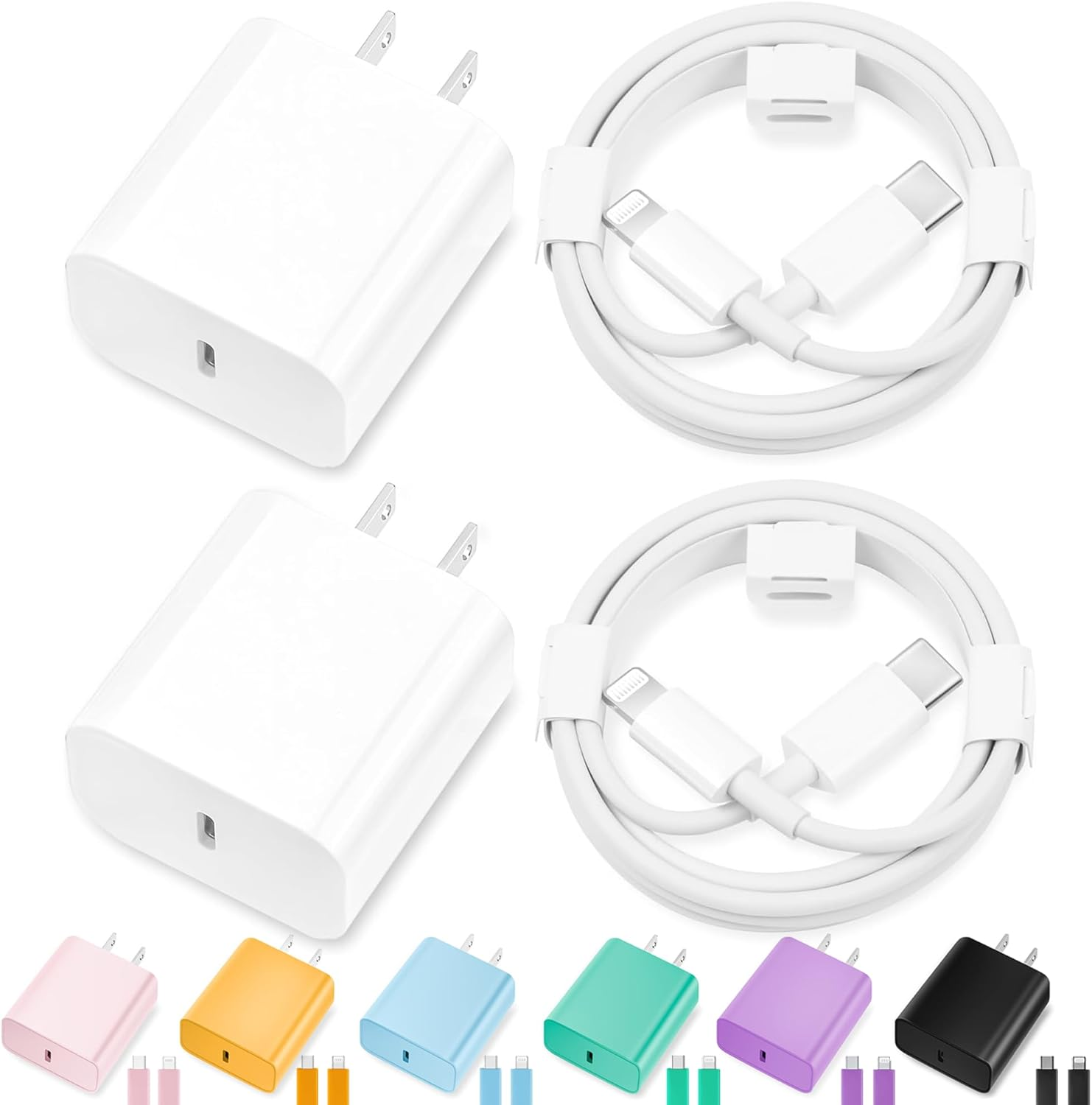 2-Pack 20W USB-C Fast Charger with 6FT Lightning Cable