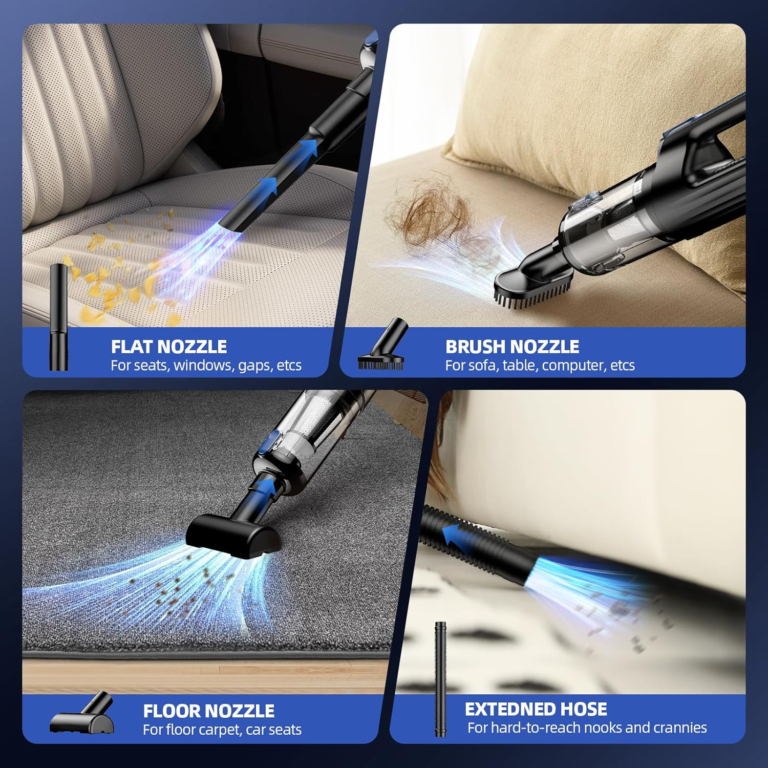 Cordless Car Vacuum & Air Duster 18000Pa Handheld 130W Brushless 7800mAh - Image 4