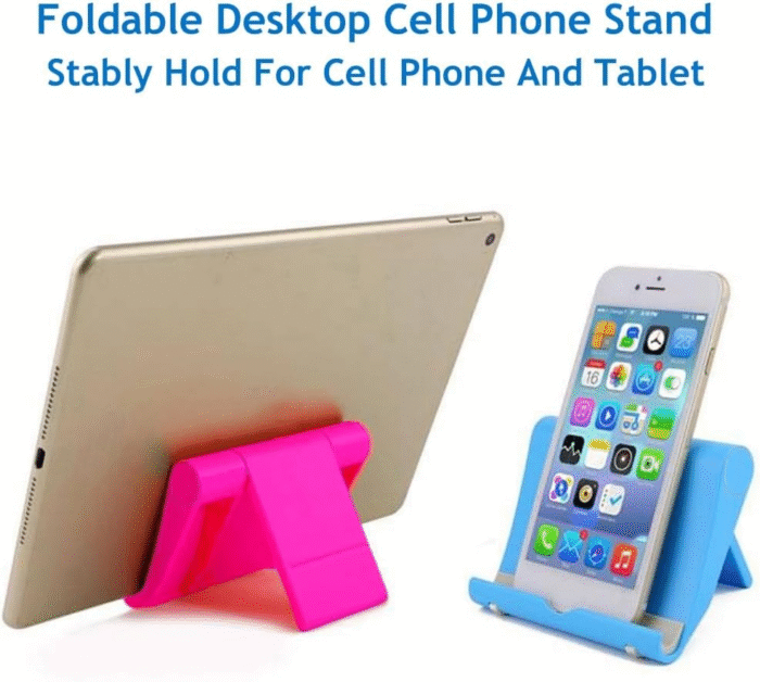 Foldable Cell Phone Stand for Desk – Adjustable Tablet & Phone Holder (Pink) - Image 2