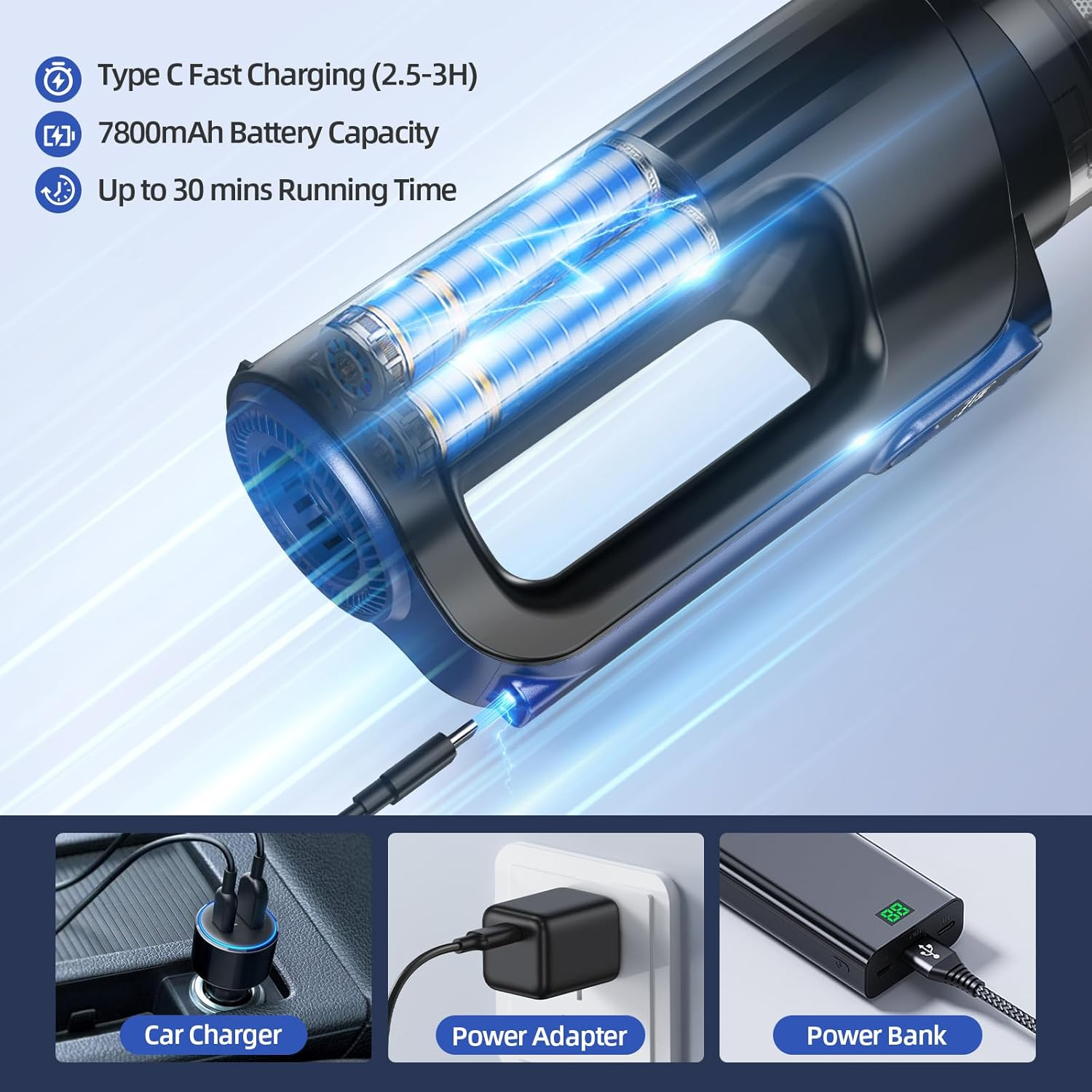 Cordless Car Vacuum & Air Duster 18000Pa Handheld 130W Brushless 7800mAh - Image 8