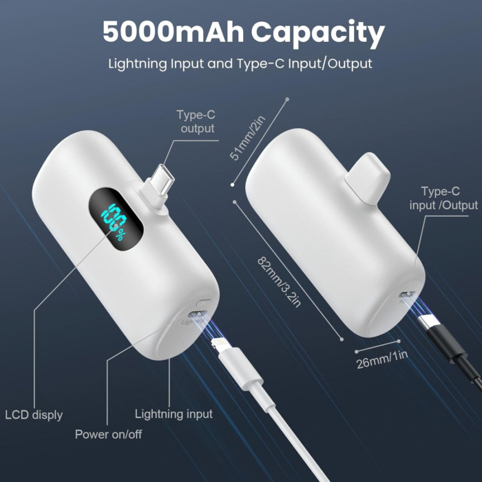 [2-Pack] Mini 5000mAh USB-C Power Bank with LCD - Image 7