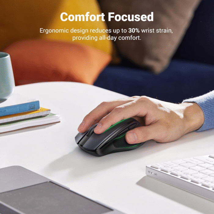 UGREEN 2.4G Wireless Mouse 4000 DPI 6-Button Ergonomic Silent Mouse Black - Image 2