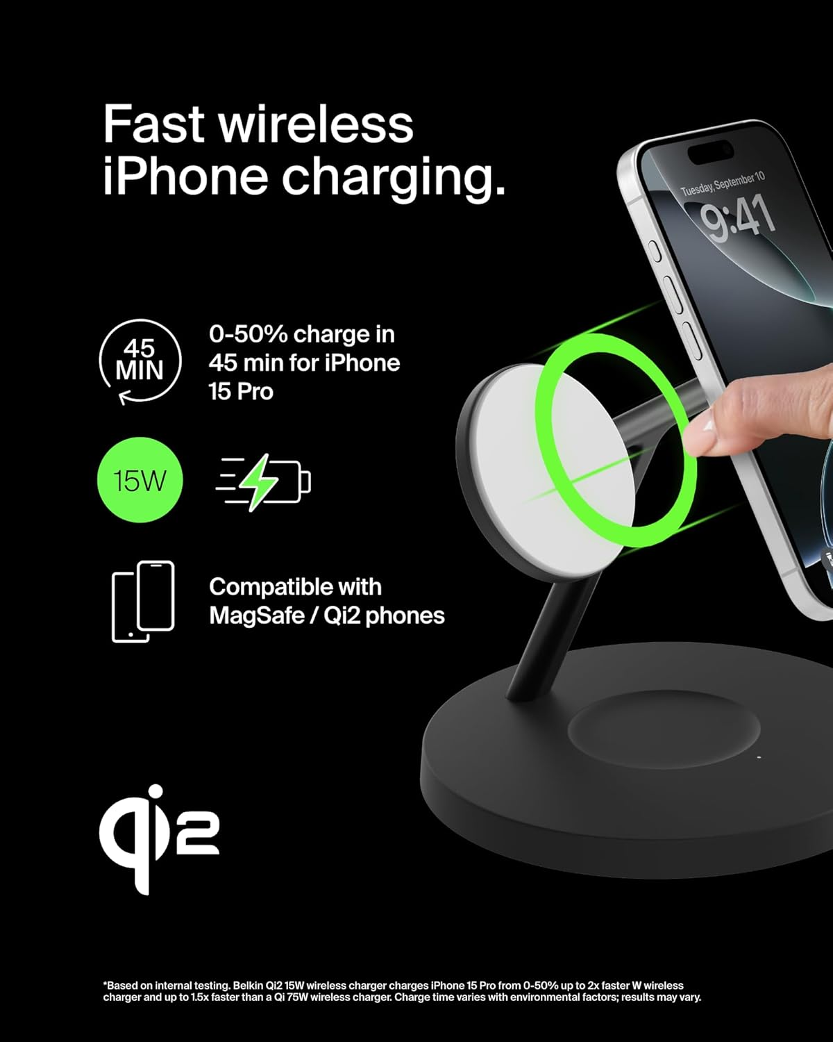 3-in-1 MagSafe Wireless Charger Station – iPhone, Apple Watch, AirPods, 15W Fast Charge - Image 3