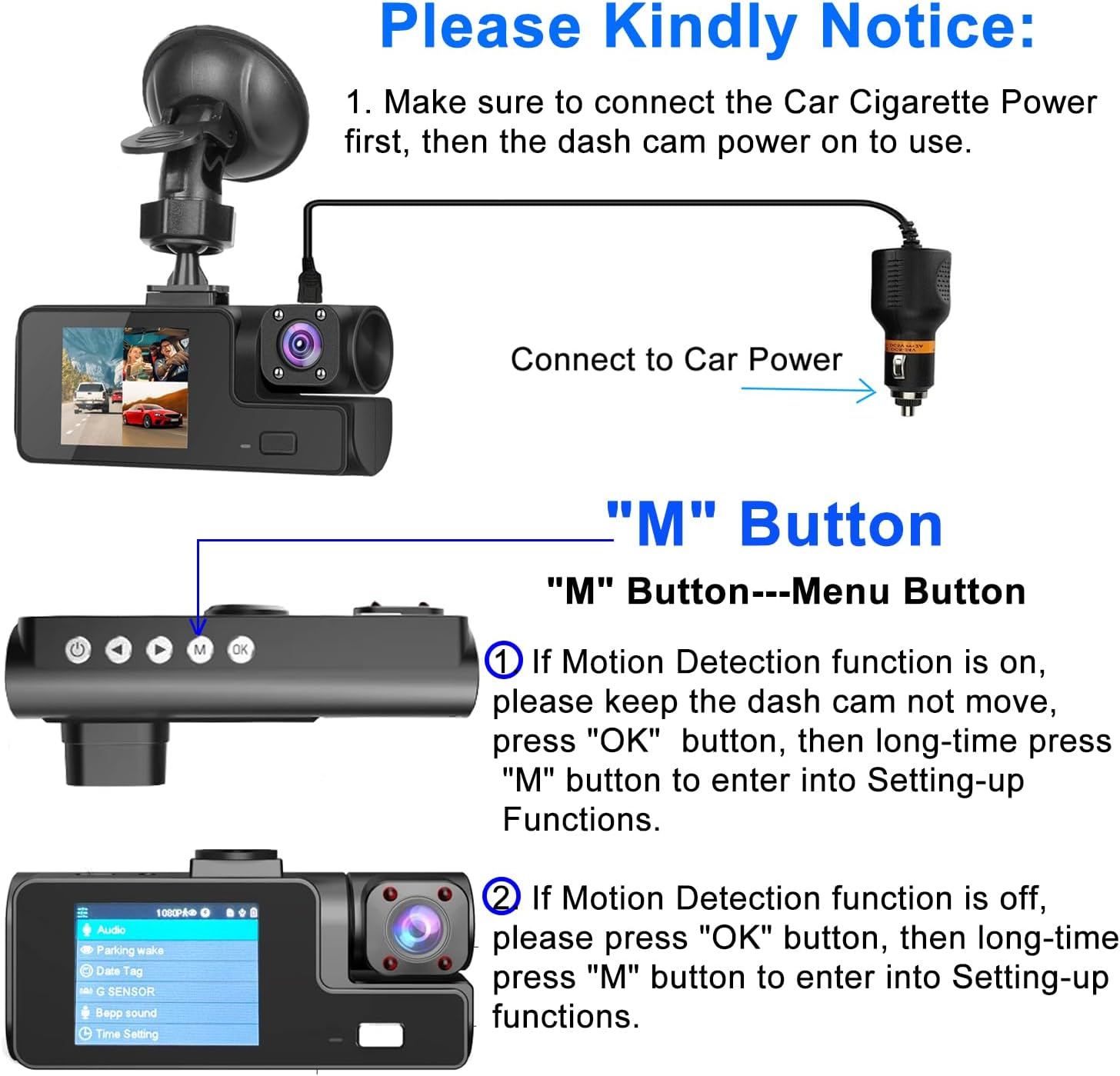 1080P Dual Dash Cam Front & Inside Car Camera 170° Night Vision G-Sensor - Image 8