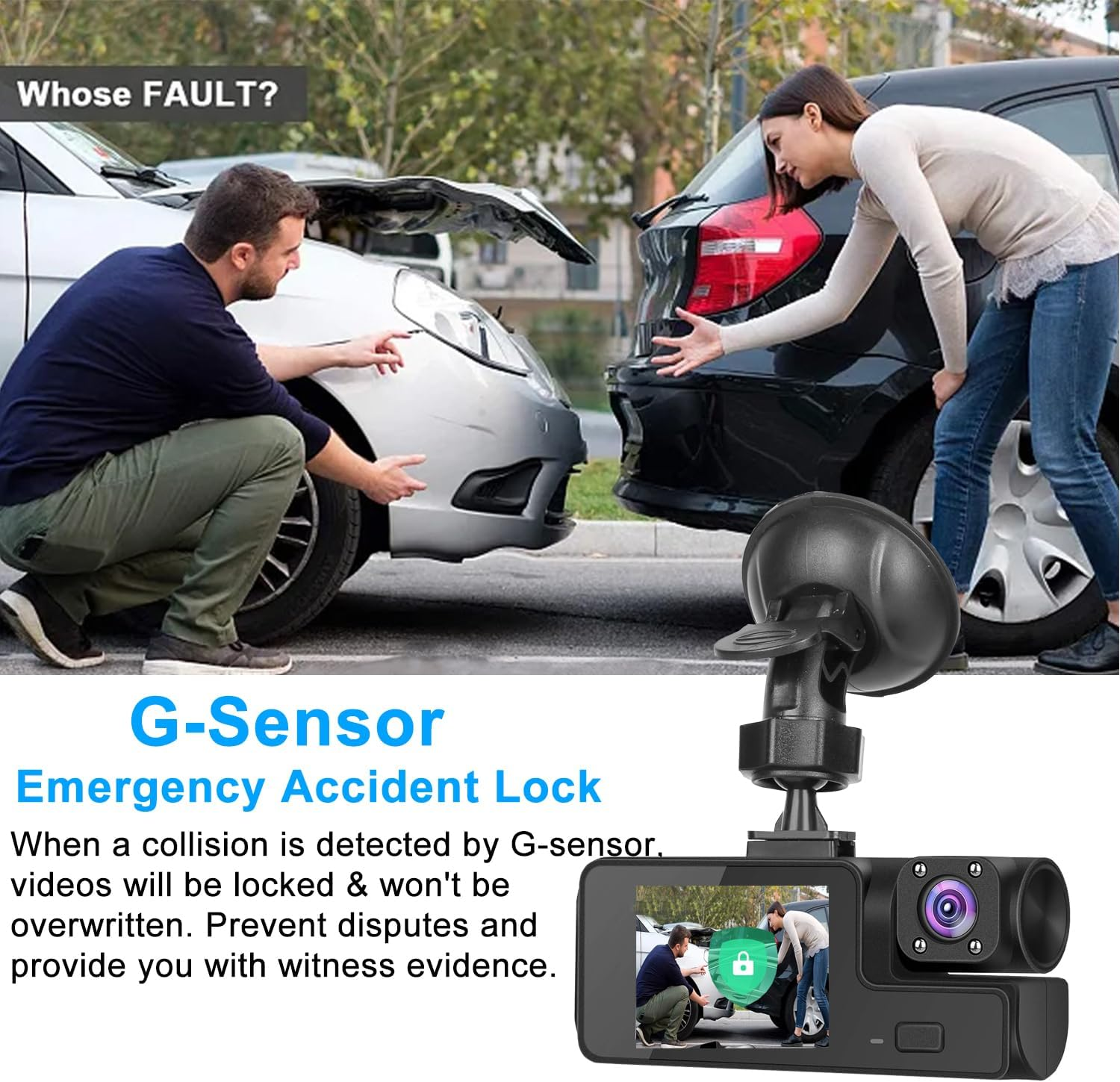 1080P Dual Dash Cam Front & Inside Car Camera 170° Night Vision G-Sensor - Image 4
