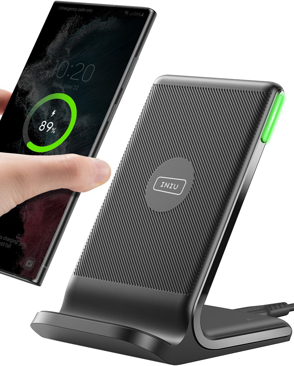 15W Wireless Charger Stand – Fast Qi Charging for iPhone & Samsung