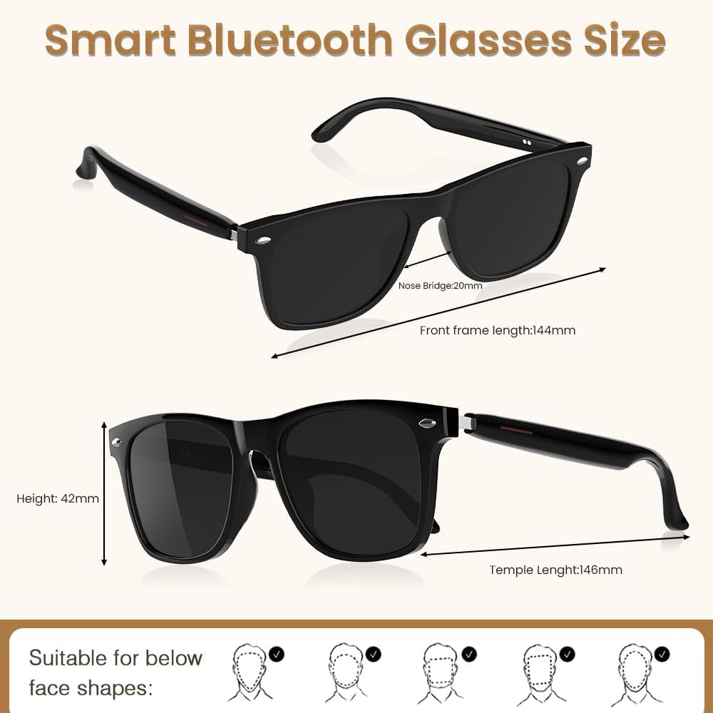 Bluetooth Smart Audio Glasses Polarized Open-Ear UV400 Mic Voice Control Unisex - Image 3