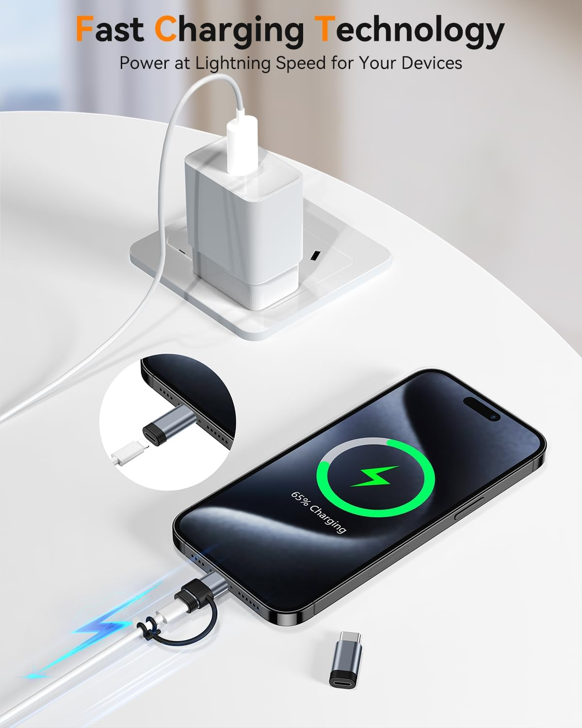 4 Pack Lightning to USB-C Adapter for iPhone 15/16/17 Pro/Pro Max Fast Charging - Image 4