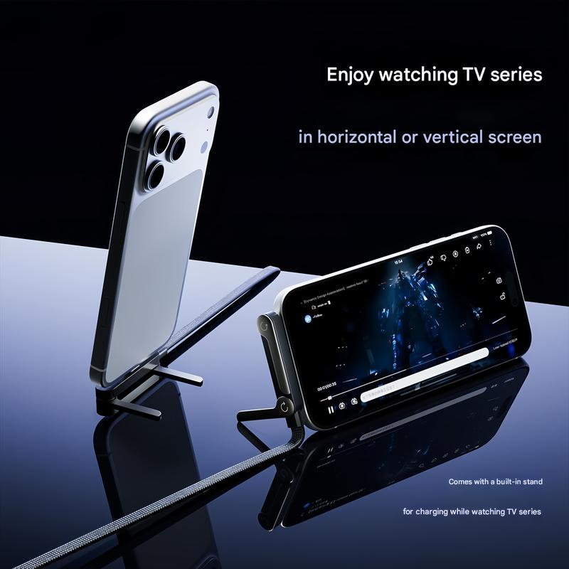 Basemo 240W Fast Charging Cable with Invisible Phone Stand – Type-C Black - Image 3