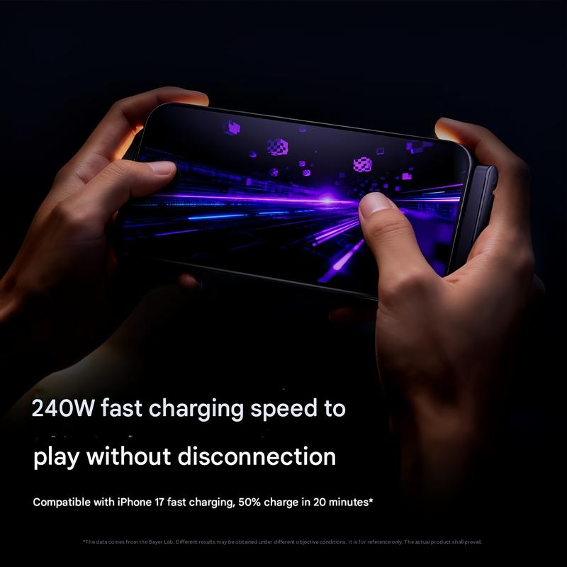 Basemo 240W Fast Charging Cable with Invisible Phone Stand – Type-C Black - Image 5